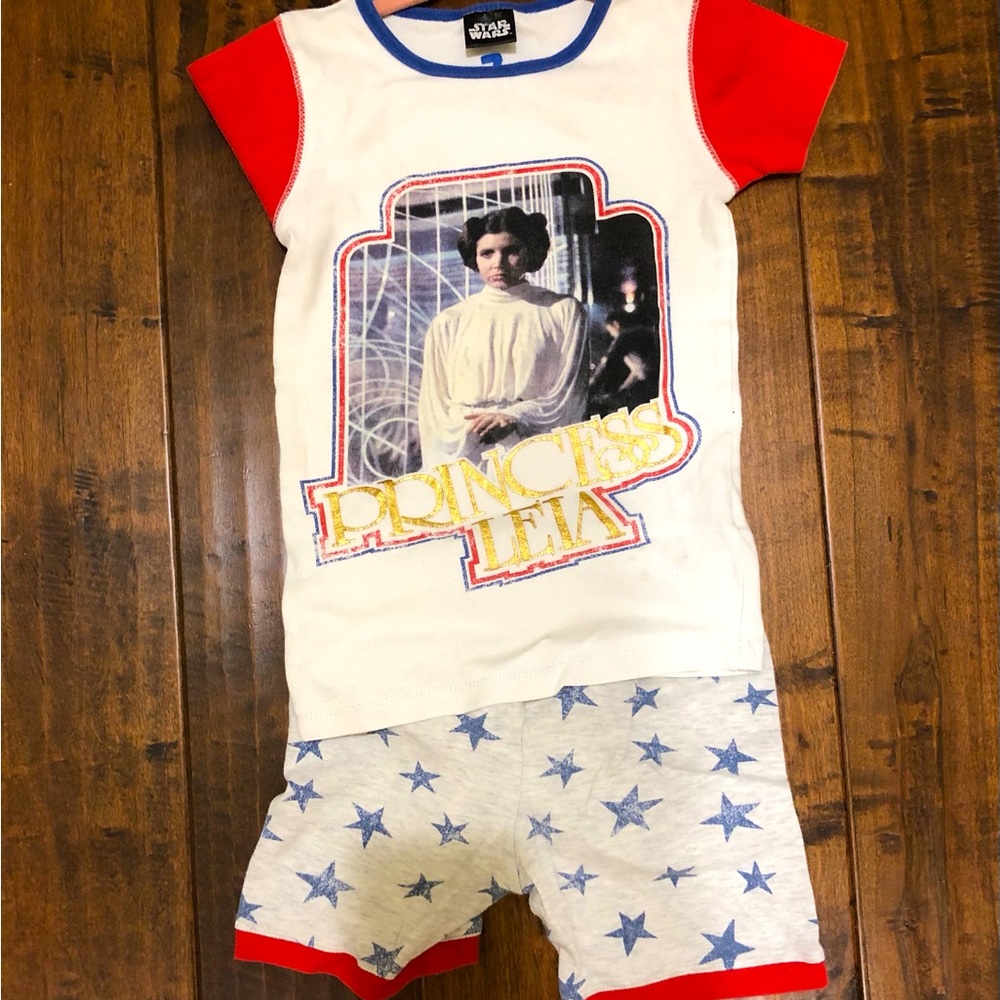 Cotton On Kids Star Wars Princess Leia White Red Blue Pajama Set
